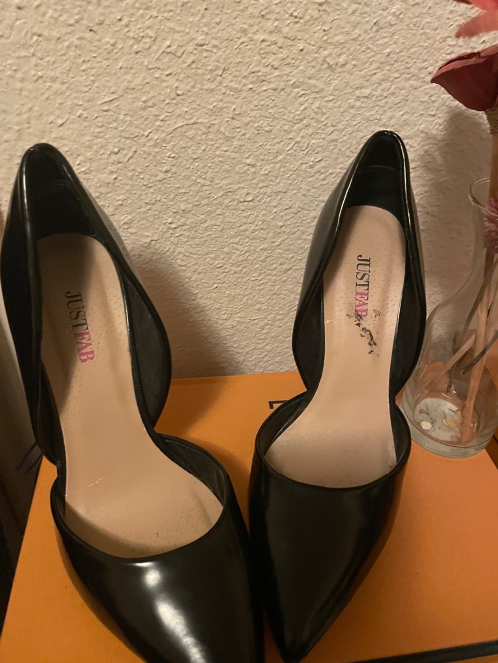 JustFab Black D'Orsay Pointed Toe Heels